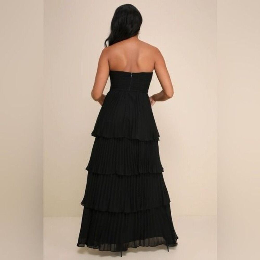 Lulus Seriously Sensational Black Strapless Tiered Maxi Dress Size Medium NEW - Picture 8 of 12